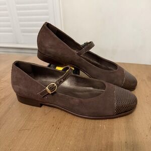 Verso X Verso Shoes Womens Size 6 Brown Suede Mary Jane Flats Handmade Cap Toe